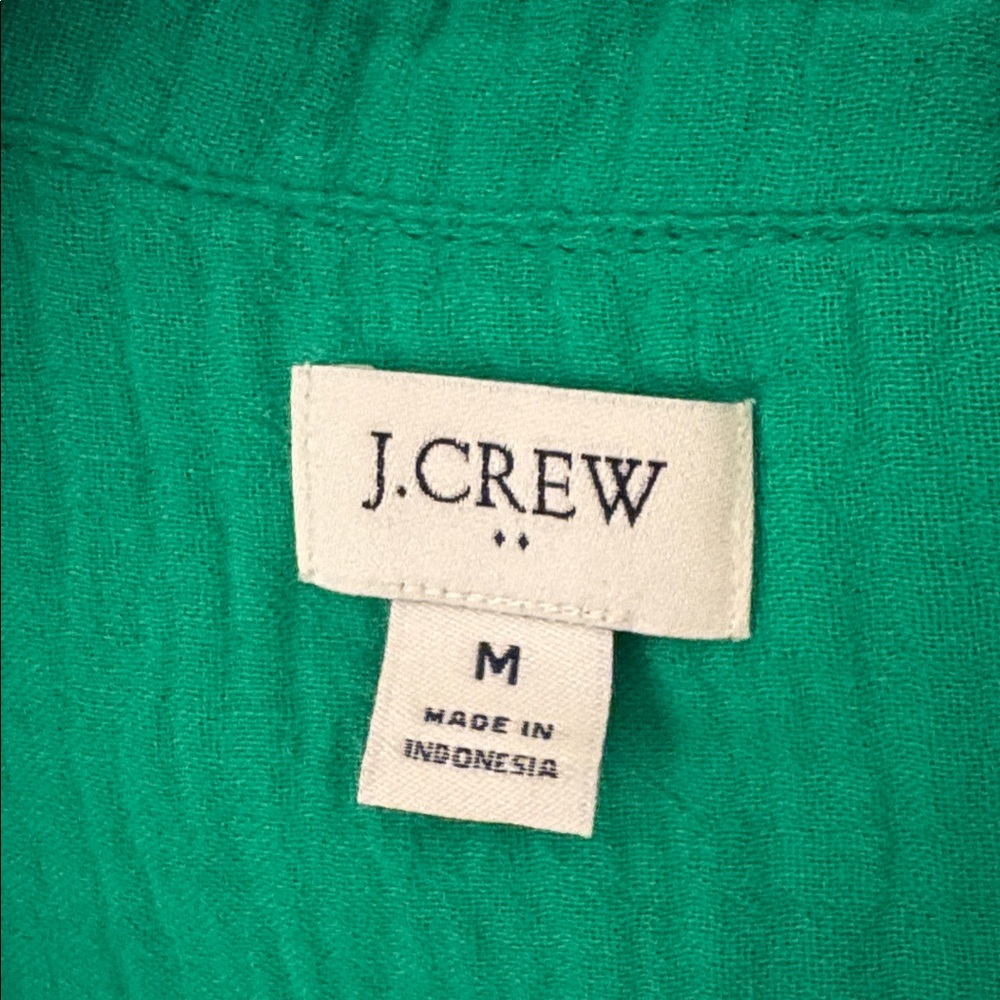 J.Crew Gauze button up shirt Medium Kelly Green - Picture 2 of 4